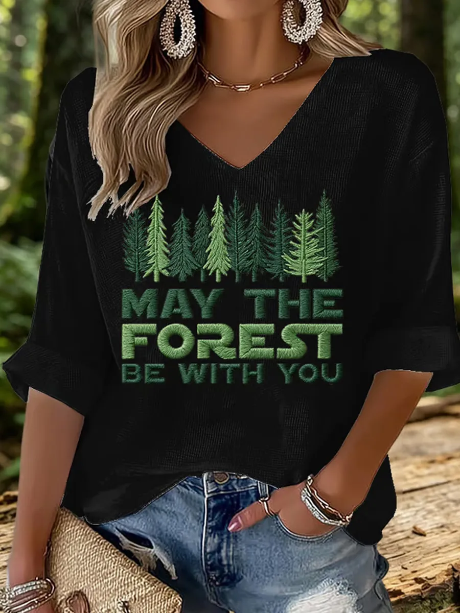 Women's May The Forest Be With You Print Top