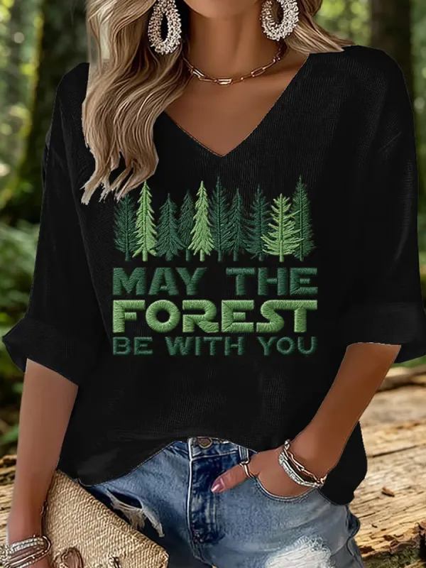 Women's May The Forest Be With You Print Top