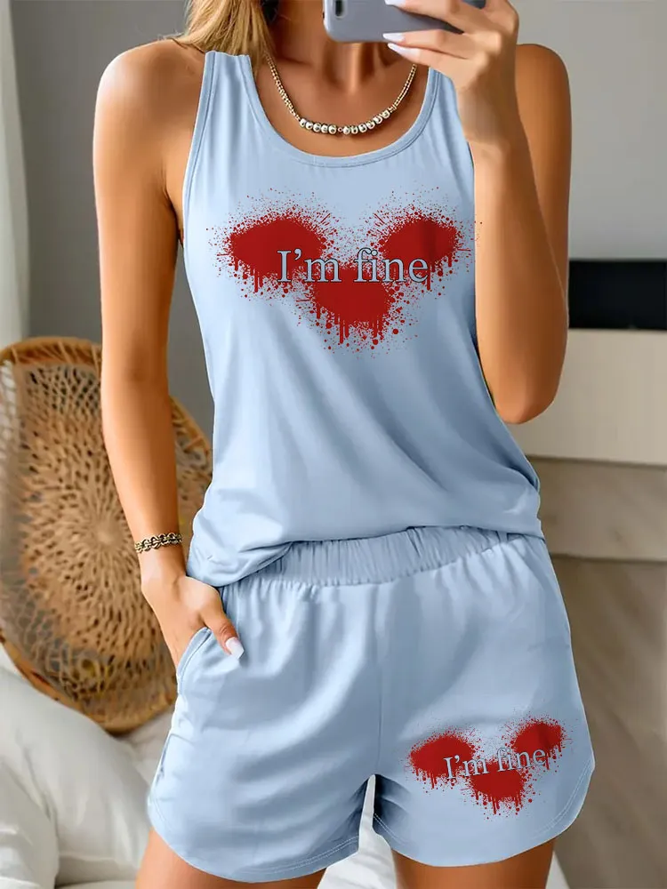 Women'S I'M FINE Halloween Simple Comfortable Vest Set