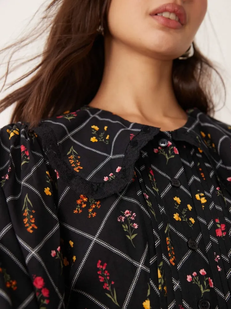 Smocked Back Floral Mini Dress