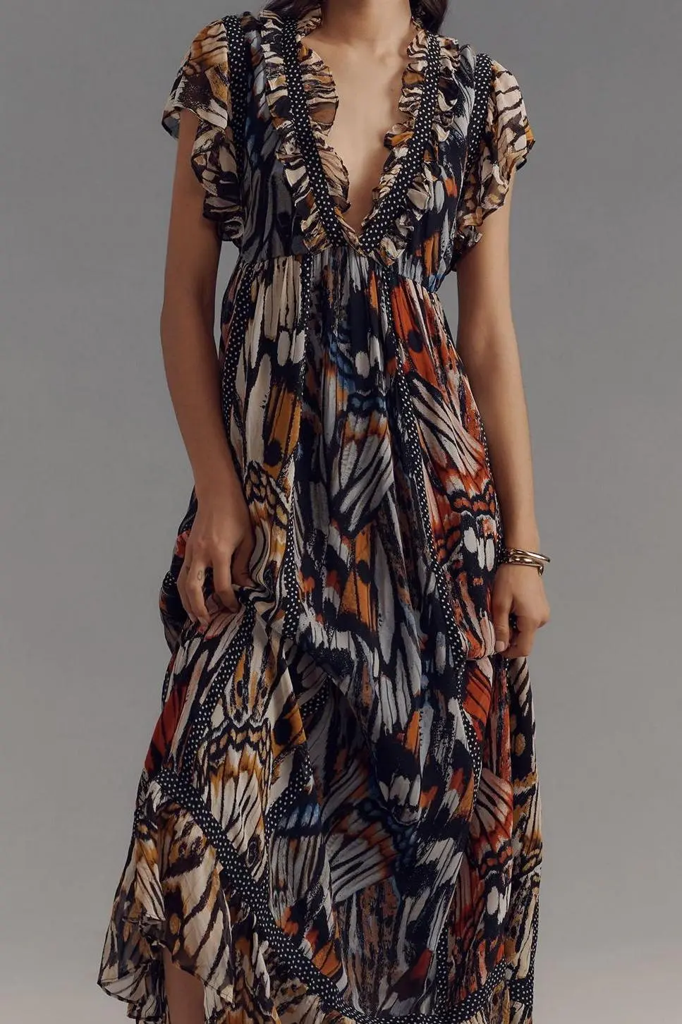 Short-Sleeve V-Neck Midi Dresses
