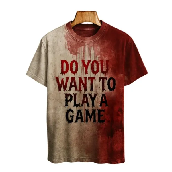 2025 Halloween Do You Want To Play A Game Blood Printed T-shirt