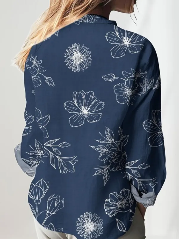 Casual Flower Button Up Shirt