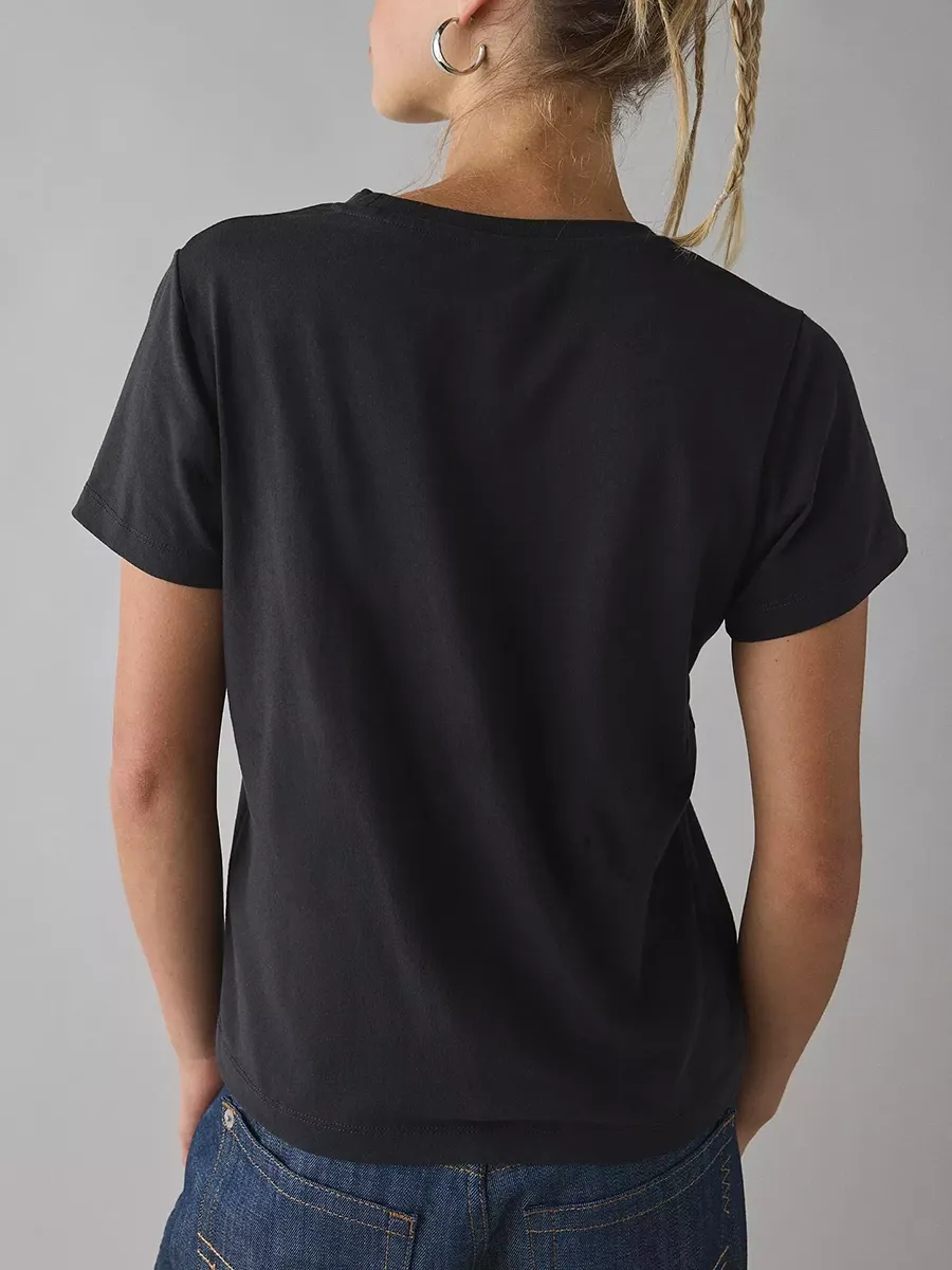 Women's Leopard Print Letter Printed Pure T-Shirt