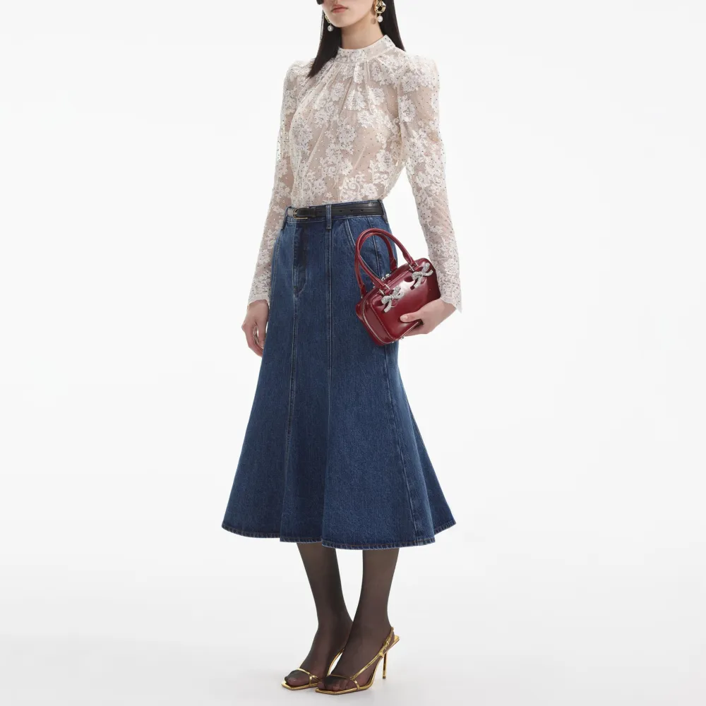 White Rhinestone Lace Top