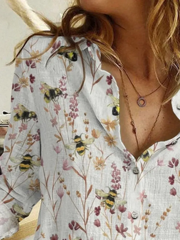 Casual Bee Floral Design Shirt