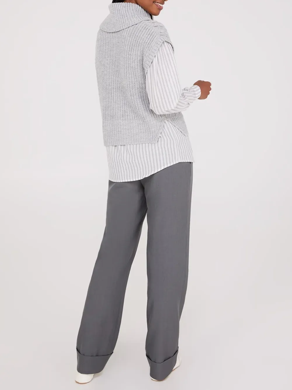 Cable Knit Turtleneck Sweater Vest
