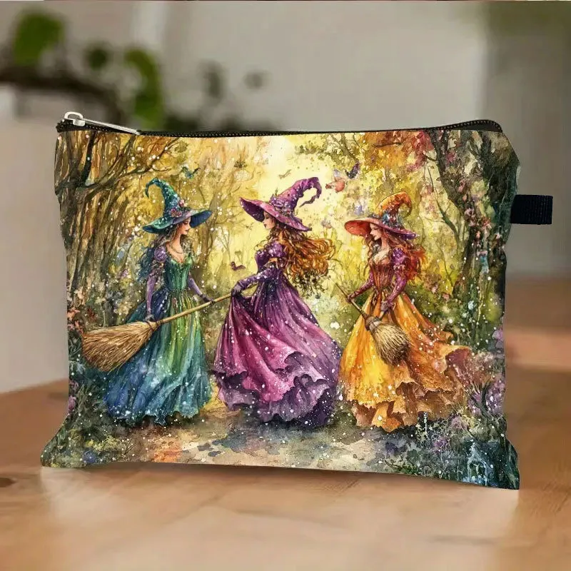 Nailhour Halloween Pumpkin Witch Print Makeup Bag
