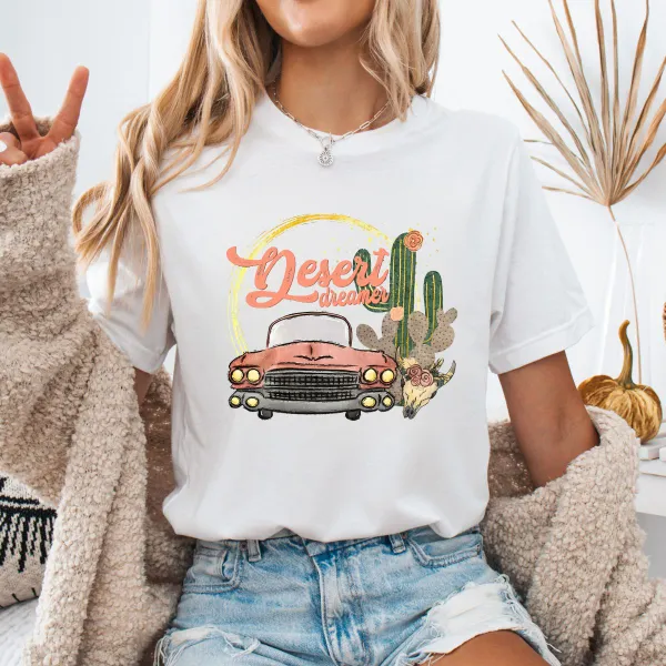 Desert Inspired Retro Car Graphic T-Shirts