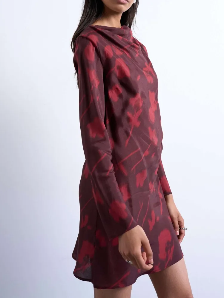 Floral Boat Neck Mini Dress