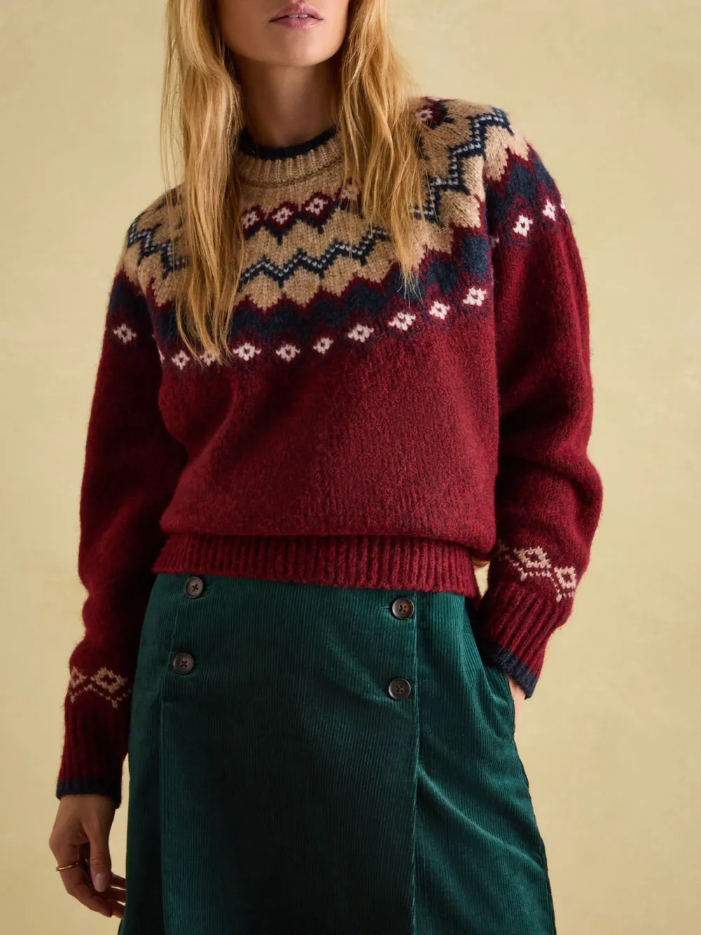 Navy/Camel Fairisle Pattern Jumper