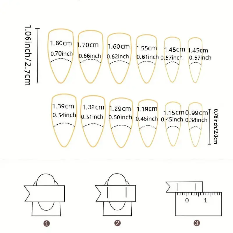Nailhour 24Pcs Long Almond Bow Rhinestone Decoration Press On Nails