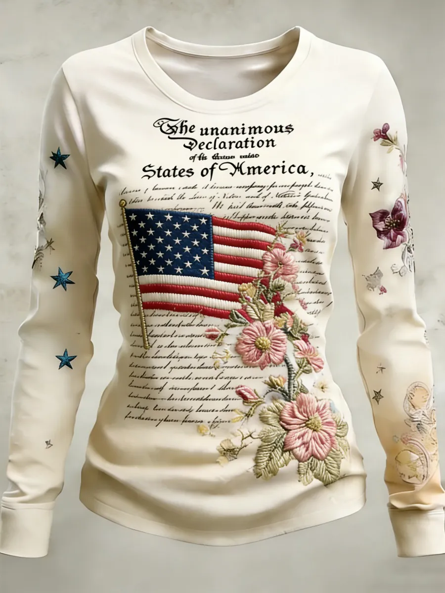 250th Anniversary Independence Day Floral Print Women's Sweatshirt