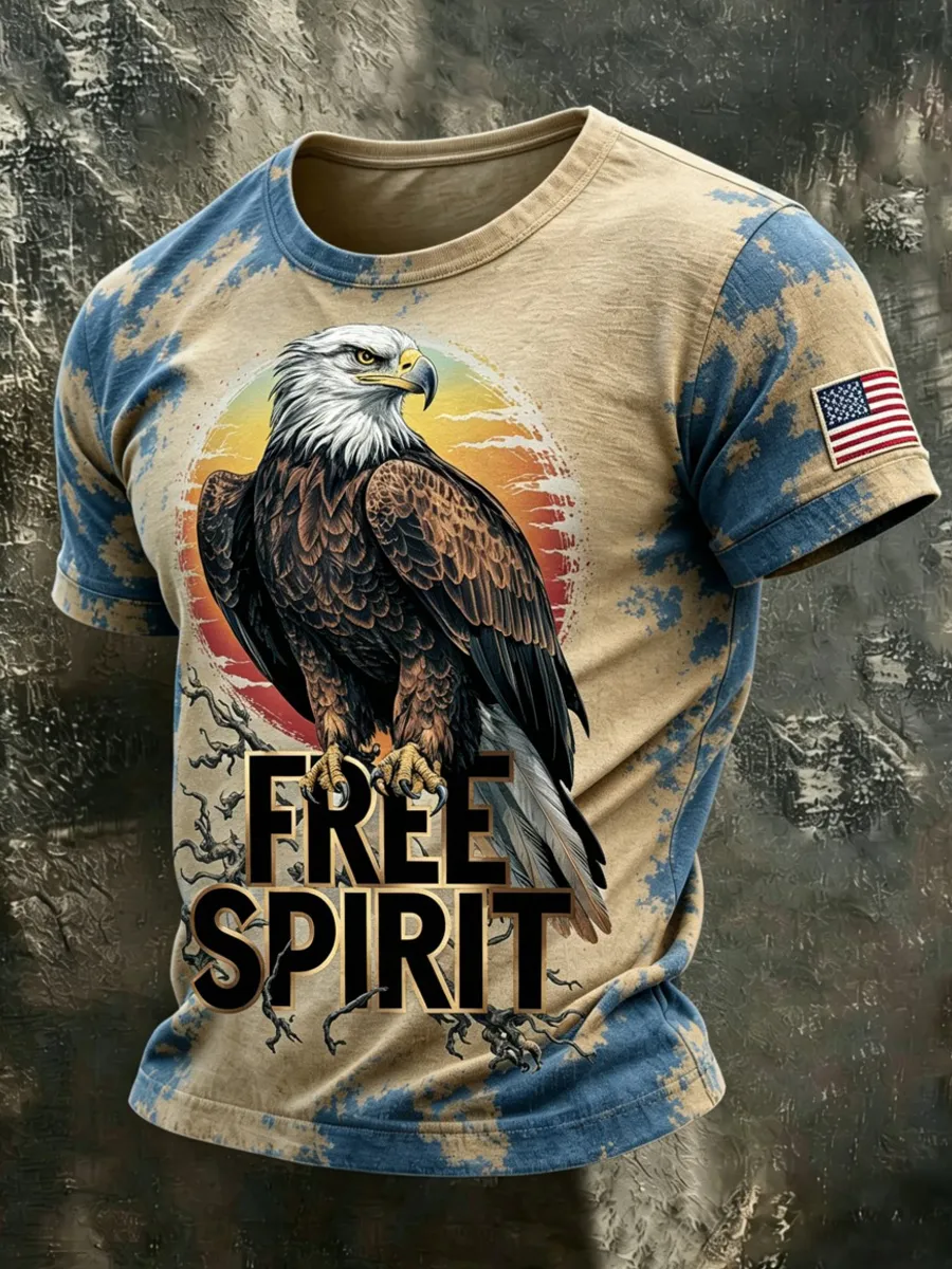 America Free Spirit Print Men's T-Shirt