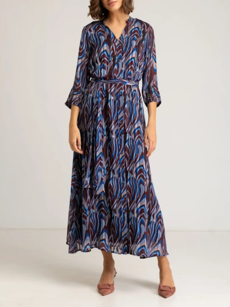 Casual Notched Midi Dress