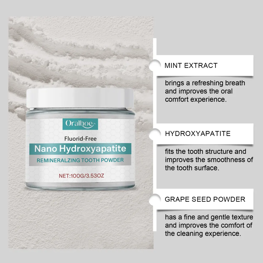 Oralhoe Tooth Powder: Gently cleans teeth, cares for the oral cavity, delivers long-lasting freshness, and leaves teeth with a bright, clean luster.-A8