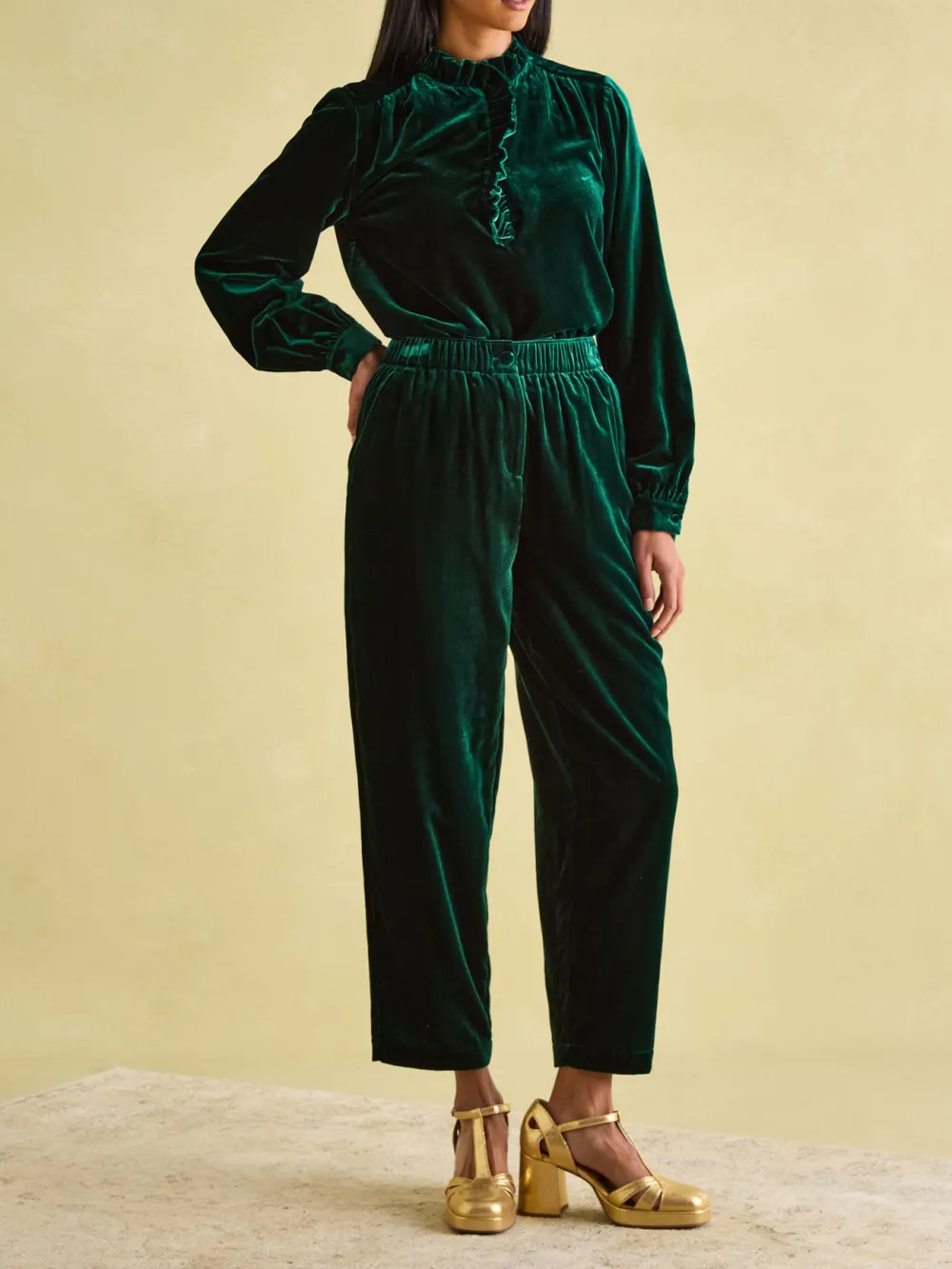 Green Velvet Blouse