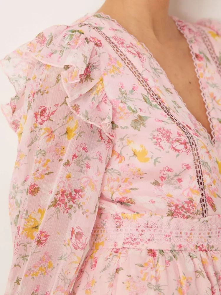 Ruffled Floral Mini Dress