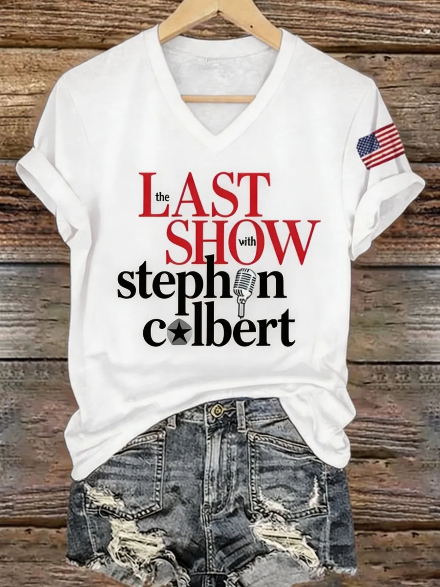 Women's Last Show Print V Neck T-Shirt