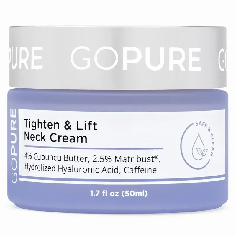 goPure Neck Cream Tighten & Lift Firming Cream for Crepey Skin Tightening Cosmetic - Clinically Proven, Safe & Clean, Dermatologist Recommended, Cruelty-Free