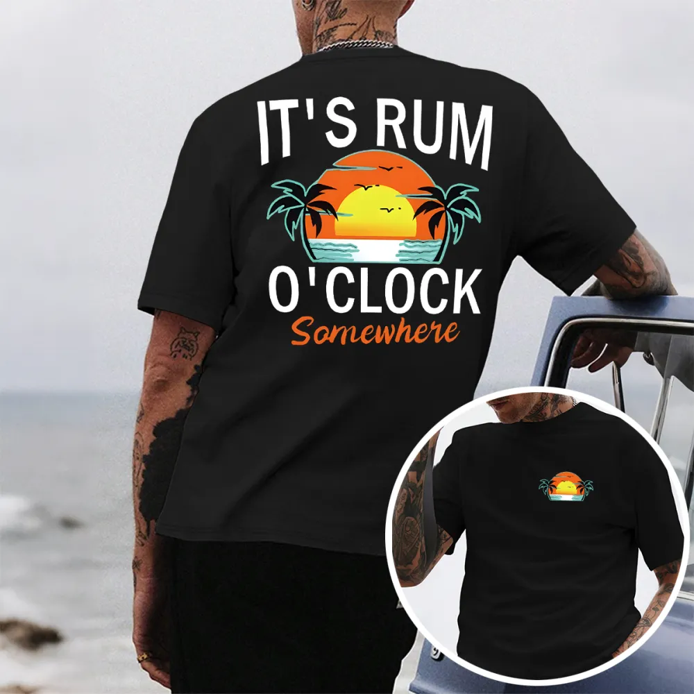 Rum Time Sunset Themed Graphic T-Shirt