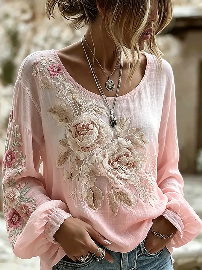Women'S Floral Art Print  Top
