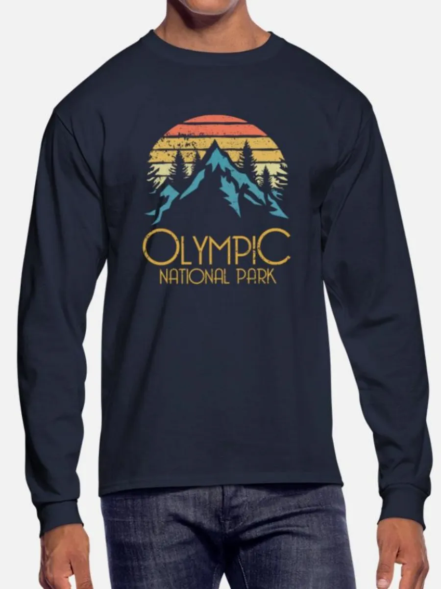 Men's Mountain Print Casual Long-Sleeved T-Shirt