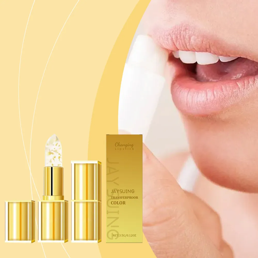Jaysuing Gold Foil Color-Changing Nourishing Lipstick – Mildly nourishes, pampers lip skin, and delivers hydrating care for a dewy, healthy pout!-£FDC