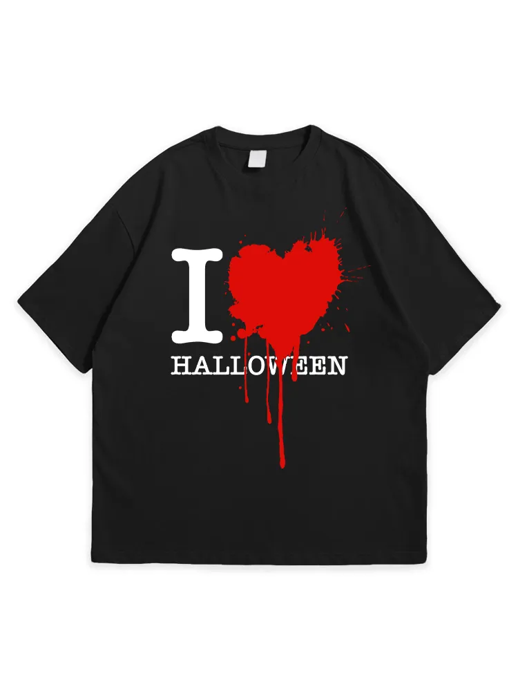 Men'S Halloween I Love HALLOWEEN Leisure Simple Round Neck Top Tshirt