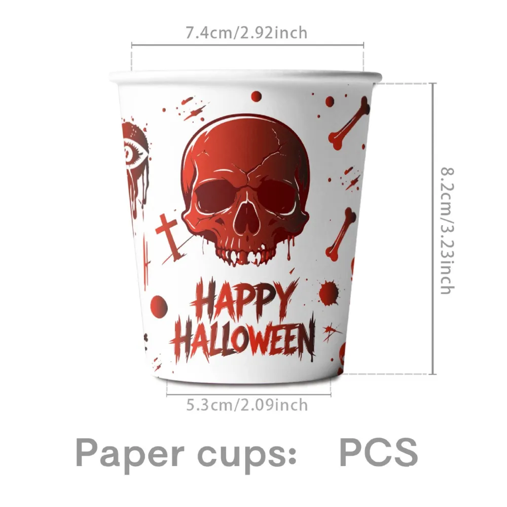 Halloween Blood Splatter Themed Disposable Dinner Plate and Paper Cup Set