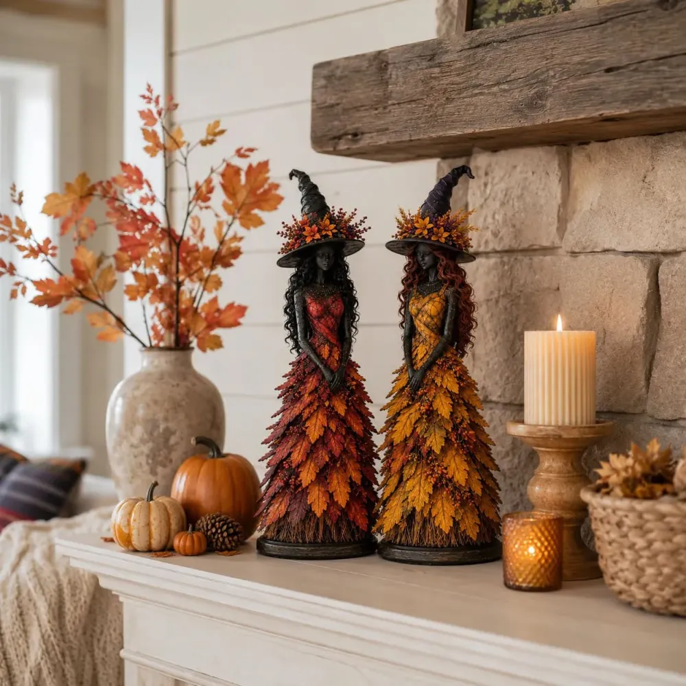 Halloween Enchanted Autumn Witch Figurine Resin Ornaments（7*7*20CM)