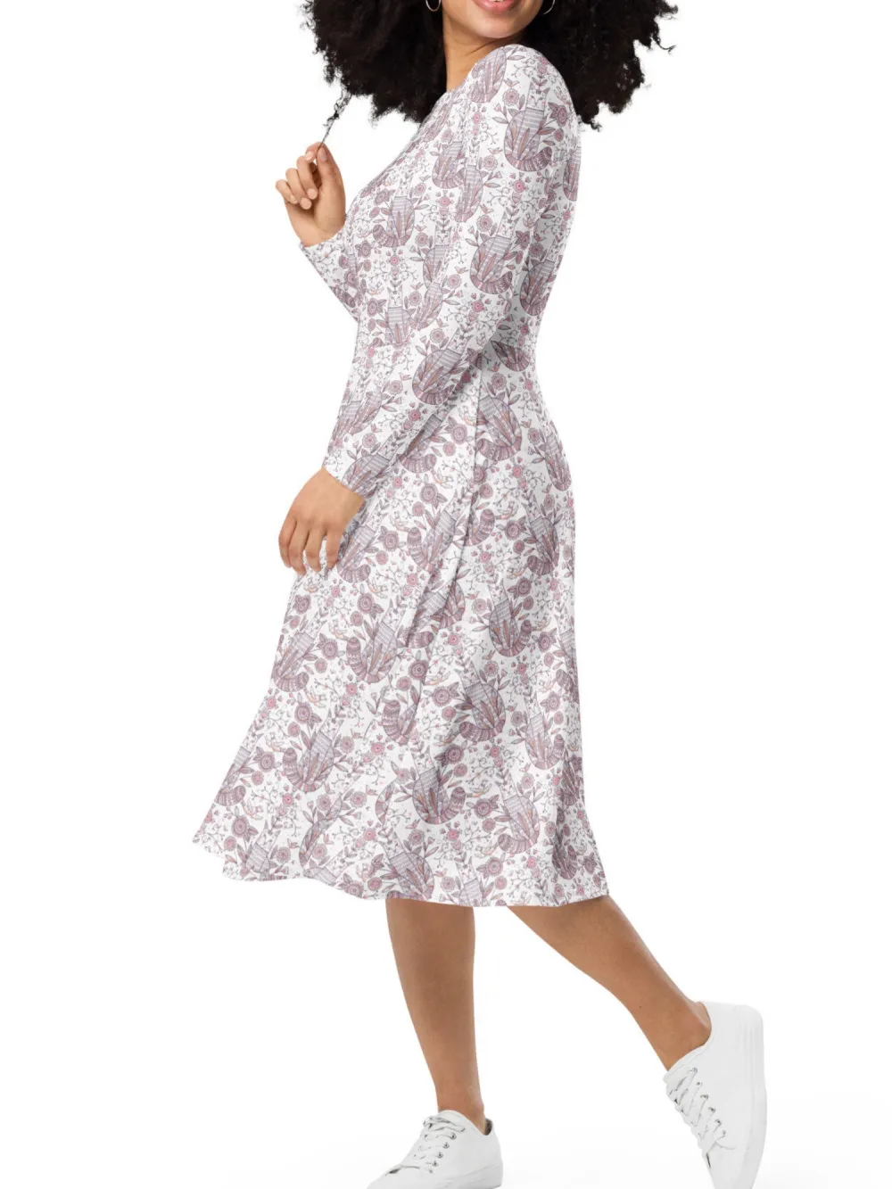 Vintage Botanical Long Sleeve Dress