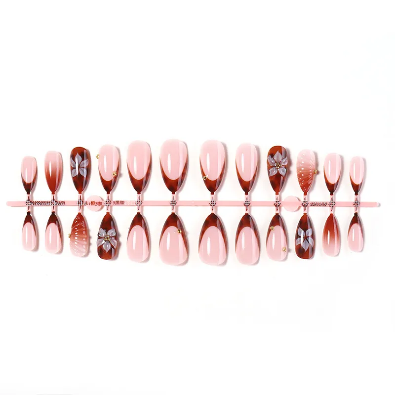 Nailhour 24Pcs Autumn 3D Medium Almond Press On Nails