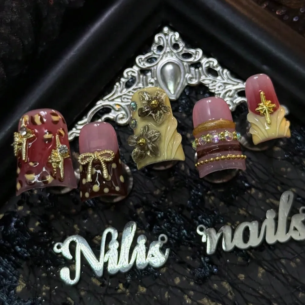 Nailhour 10Pcs Handmade Short Duck Y2K Colorful Press On Nails
