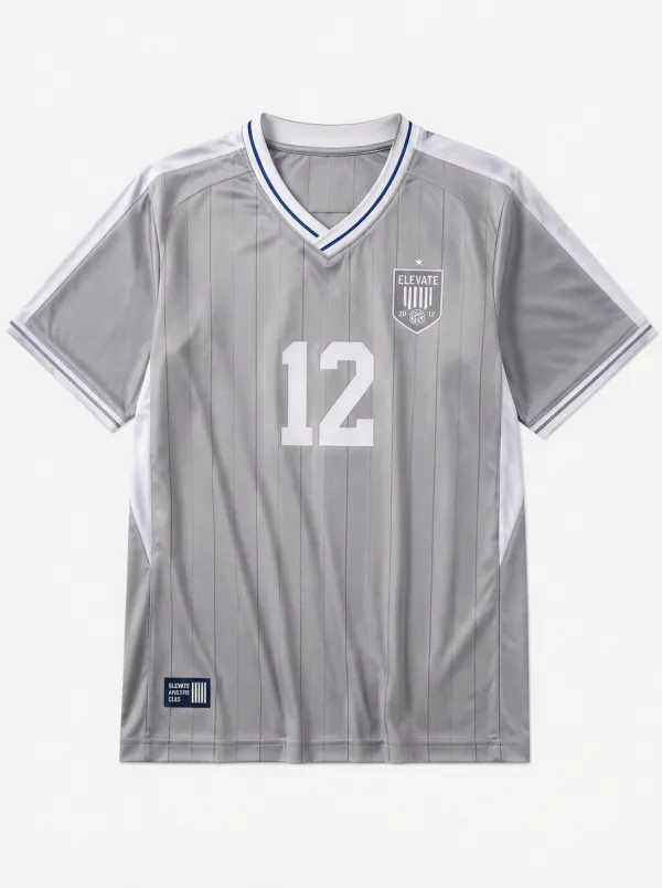 Unisex Elevate Athletic Club Number 12 Striped Printed Jersey Shirt