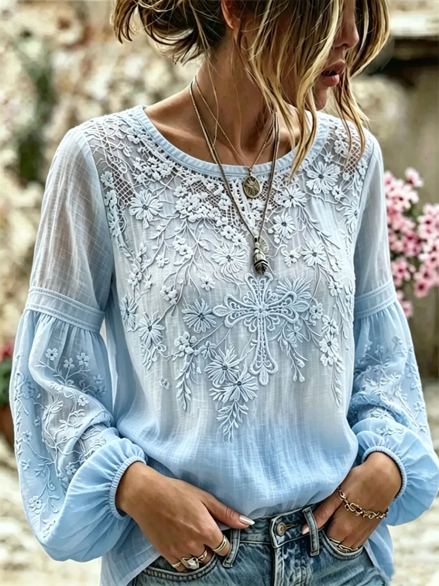 Women'S Floral Faith Printed Casual Cotton And Linen Top