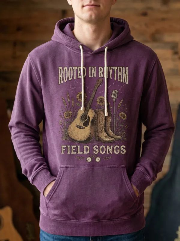 Guitar Sunflower Men's Country Music Pullover Hoodie