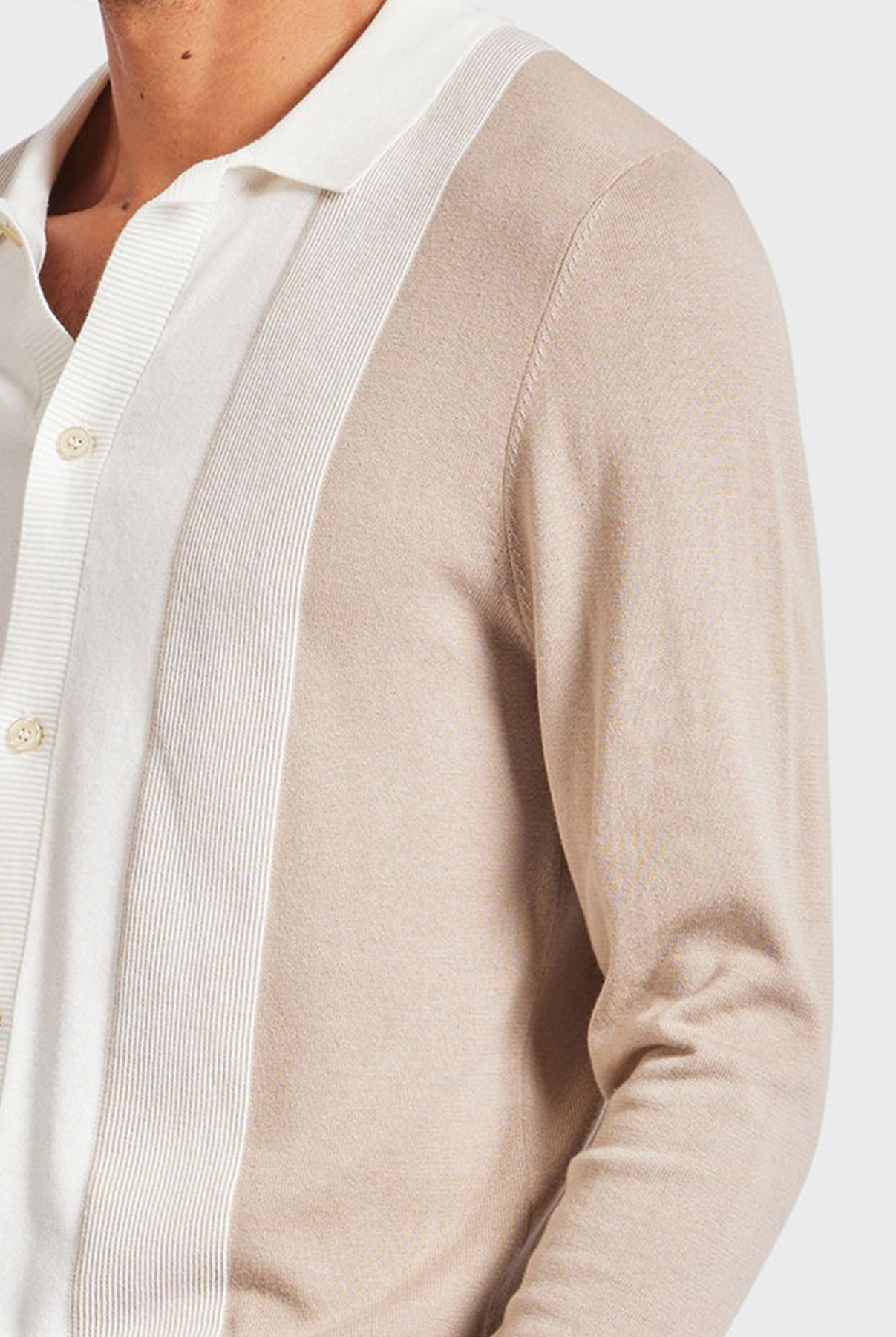 Jackson Stripe LS Knit Shirt-Oatmeal