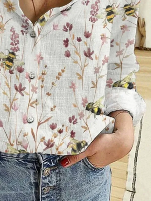 Casual Bee Floral Design Shirt