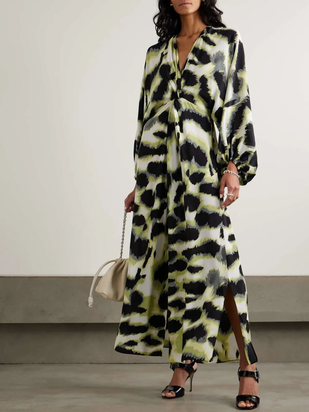 V-Neck Animal Print Maxi Dress