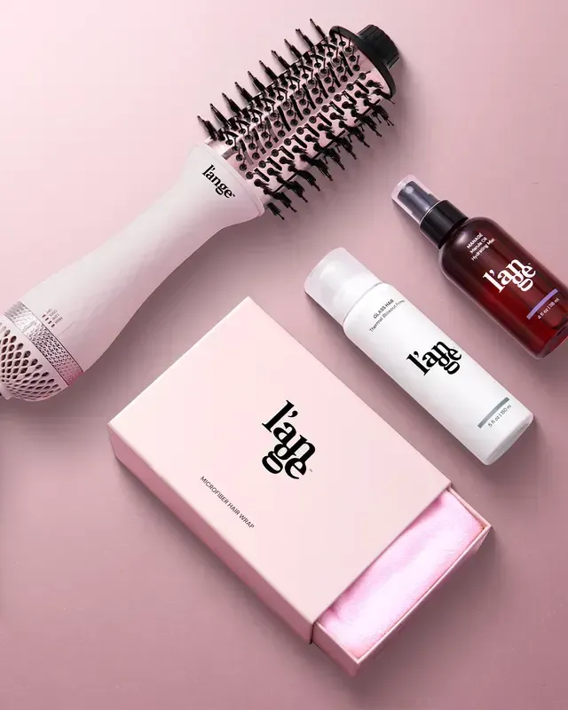 NEW! L’ange Blow All Out Value Set - Le Volume 2-in-1 Titanium Brush Dryer, Hair Wrap Towel Gentle Microfiber, Glass Hair Thermal Blowout Primer, Managé