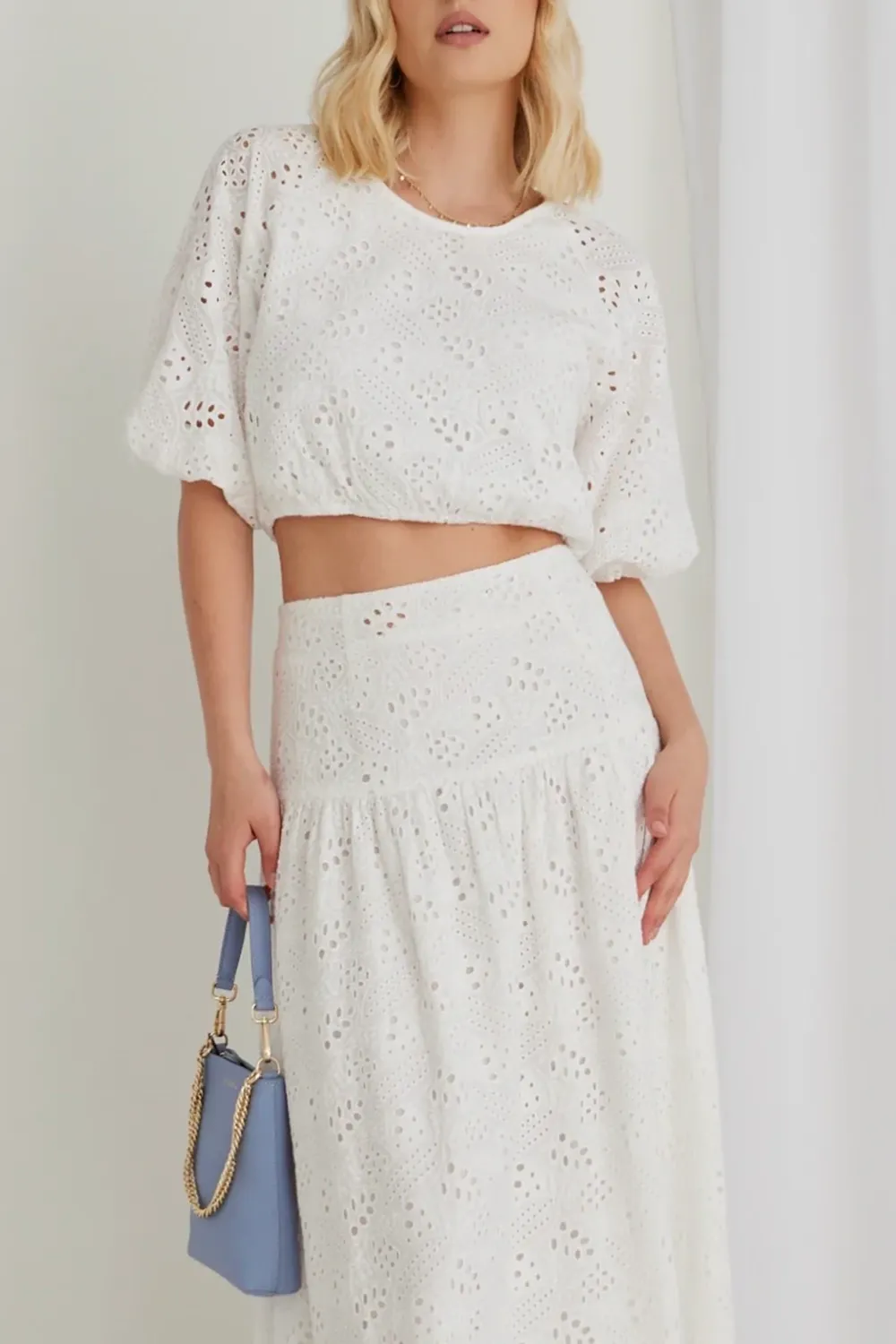 White Eyelet Crop Top