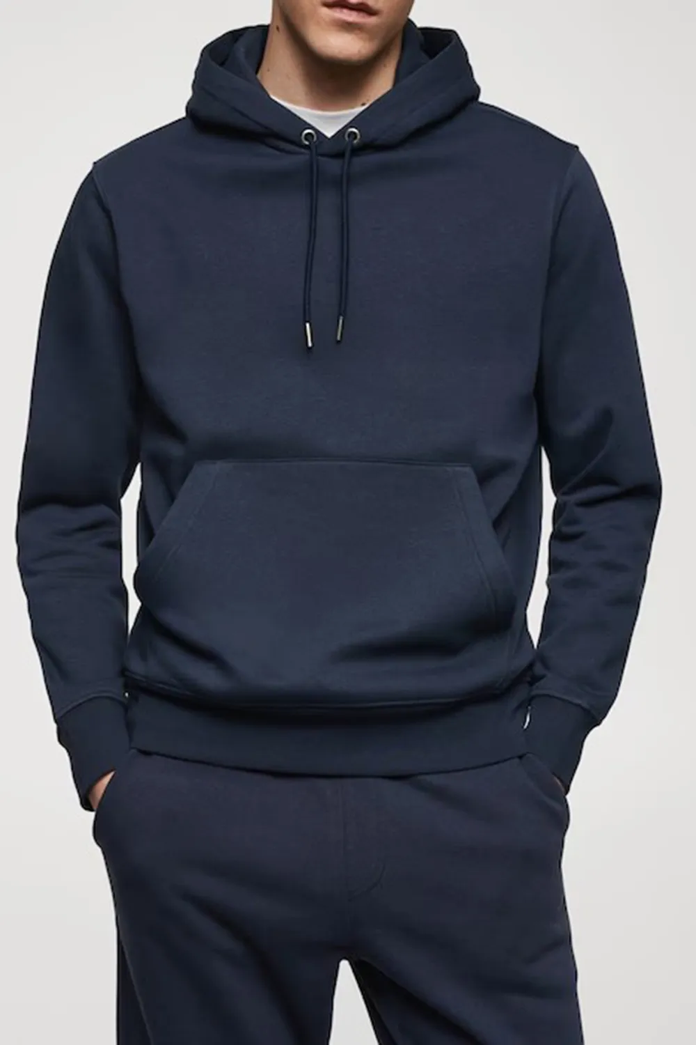 Solid Color Front Pocket Casual Hoodies