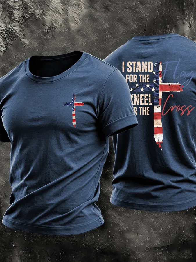 Men'S American Faith Flag Printed Casual T-Shirt