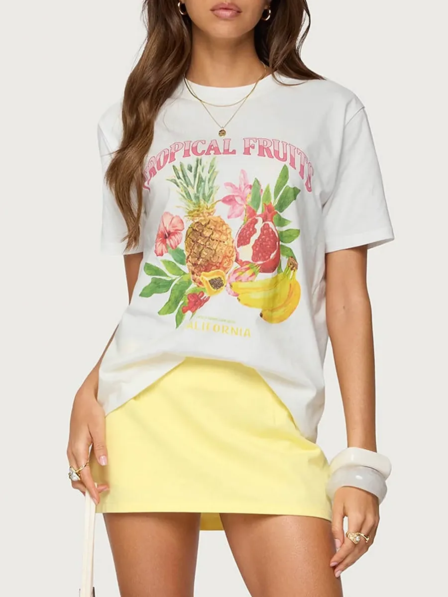 Women's Pure Cotton T-Shirt With Fruit Prints