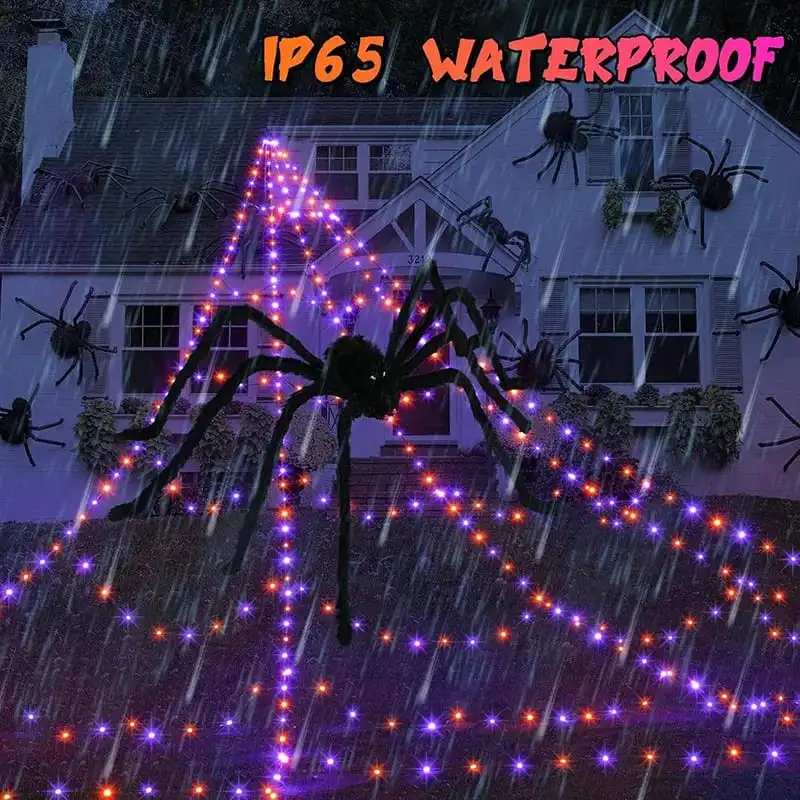 Glowing Spider Web LED Lights Halloween Aesthetic Spooky Lights For Outdoor Lawn Porch Garden
