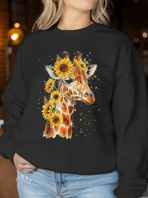 Watercolor Giraffe Pullover Sweatshirt