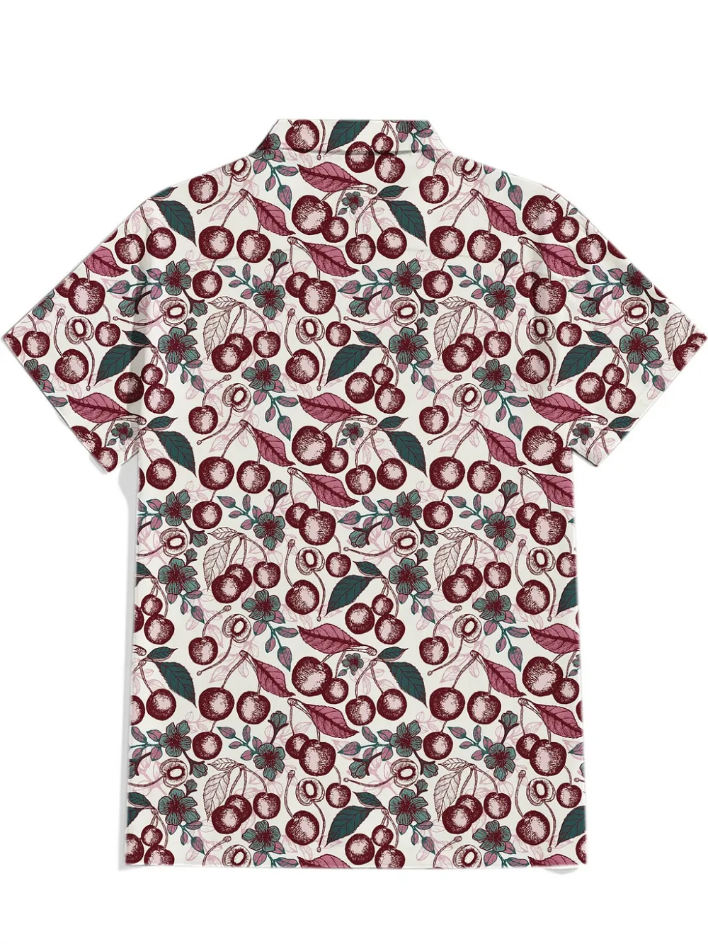 Retro Cherries Flavor Cream Purple Teal Tone - 100% Cotton Shirt