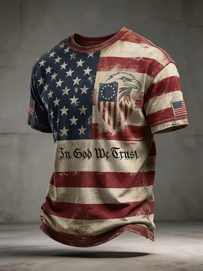 Men'S 250Th Anniversary In God We Trust Printed Casual T-Shirt