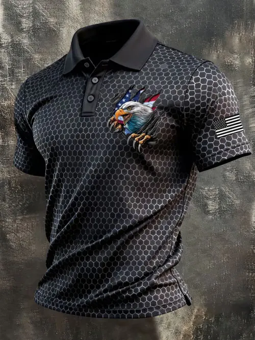 Men'S Independence Day Print Casual Polo Shirt